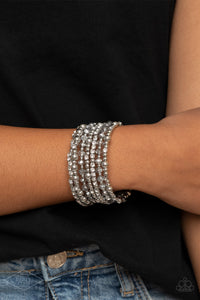 coil,rhinestones,silver,ICE Knowing You - Silver Coil Bracelet