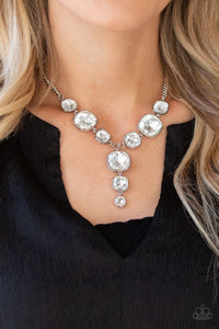 rhinestones,short necklace,white,Legendary Luster White Necklace