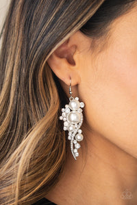 fishhook,Pearls,rhinestones,silver,white,High End Elegance White Earrings