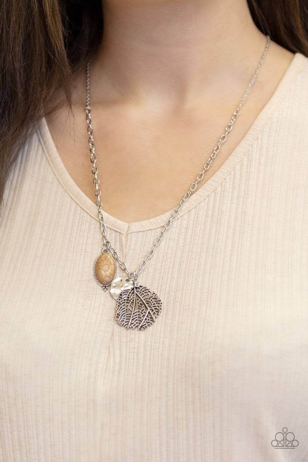 Free-Spirited Forager - Brown Stone Leaf Necklace Paparazzi Accessories