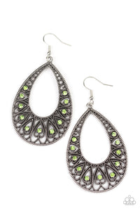 green,Hearts,rhinestones,Love To Be Loved Green Earring
