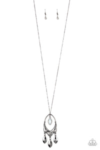 gunmetal,long necklace,rhinestones,Royal Iridescence - Black Necklace