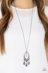 gunmetal,long necklace,rhinestones,Royal Iridescence - Black Necklace