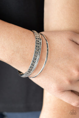 Flawless Flaunter Silver Rhinestone Bangle Bracelet Paparazzi Accessories