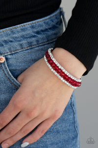 coil,red,rhinestones,Glam-ified Fashion Red Bracelet