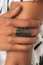 Load image into Gallery viewer, Sound Waves Black Gunmetal Ring Paparazzi Accessories