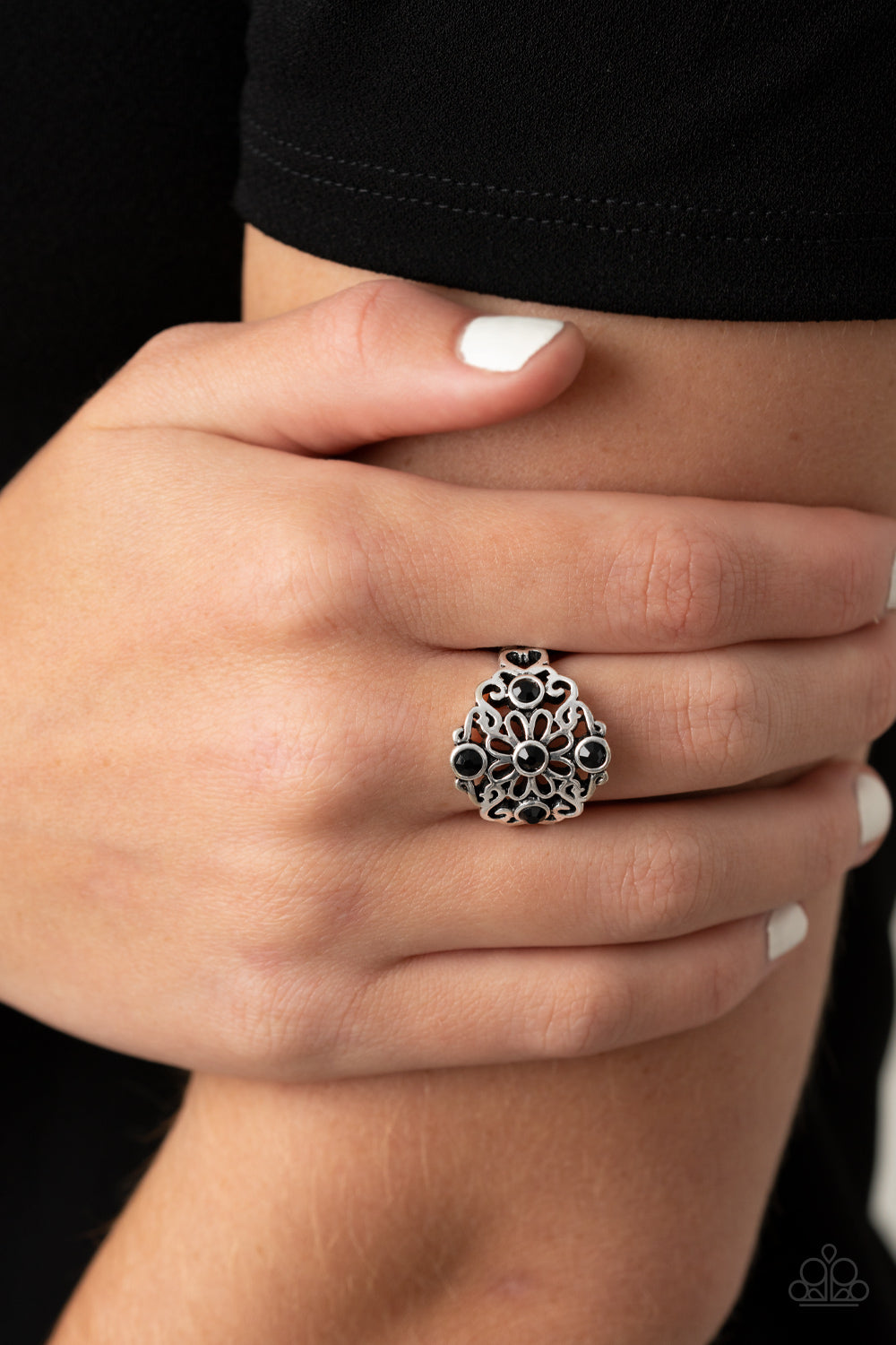 One DAISY At A Time - Black Ring Paparazzi Accessories