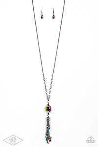 autopostr_pinterest_58290,gem,gunmetal,long necklace,oil spill,Fringe Flavor - Multi Oil Spill Necklace