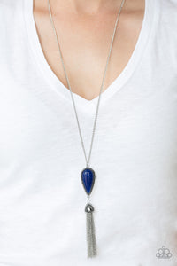 blue,long necklace,silver,Zen Generation - Blue Stone Necklace
