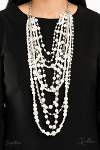 2020 Zi,long necklace,Pearls,rhinestones,silver,white,The LeCricia Zi Collection Necklace