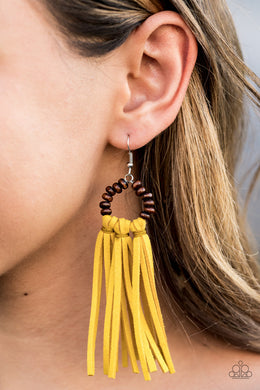 Easy To PERSuede Yellow Earrings Paparazzi Accessories