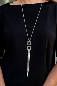hematite,long necklace,silver,Times Square Stunner Silver Necklace