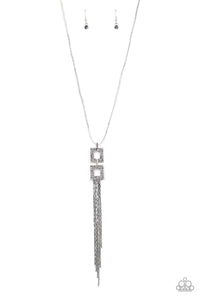 hematite,long necklace,silver,Times Square Stunner Silver Necklace