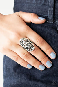 floral,silver,Wide Back,Vine Vibe - Silver Ring