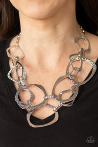 short necklace,silver,Salvage Yard Silver Necklace