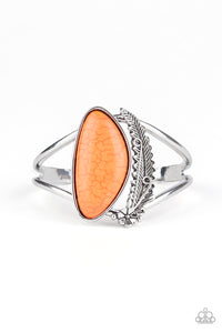 crackle stone,cuff,Feather,orange,Out In The Wild - Orange Bracelet