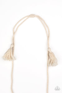 long necklace,macrame,Macrame Mantra White Necklace