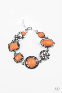 crackle stone,floral,lobster claw clasp,orange,Gorgeously Groundskeeper Orange Bracelet