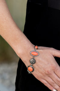 crackle stone,floral,lobster claw clasp,orange,Gorgeously Groundskeeper Orange Bracelet