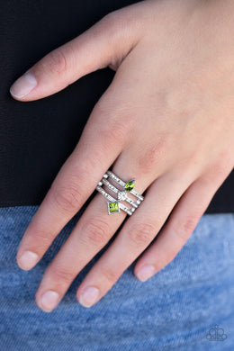 Triple Throne Twinkle - Green Ring Paparazzi Accessories