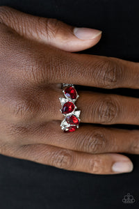 Dainty Back,red,rhinestones,Majestically Modern - Red Rhinestone Ring
