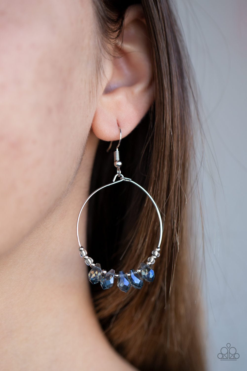 Holographic Hoops - Blue Earrings Paparazzi Accessories
