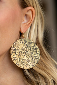 fishhook,gold,snakeskin,Animal Planet - Gold Earrings