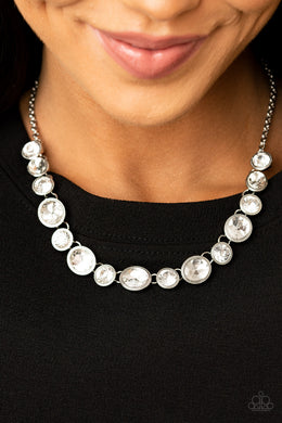 Girls Gotta Glow - White Rhinestone Necklace Paparazzi Accessories