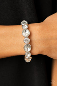 rhinestones,silver,stretchy,white,Still GLOWING Strong - White Bracelet