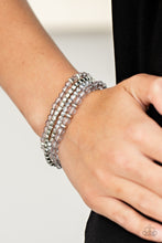 Load image into Gallery viewer, Crystal Crush Silver Stretchy Bracelets Paparazzi Accessories