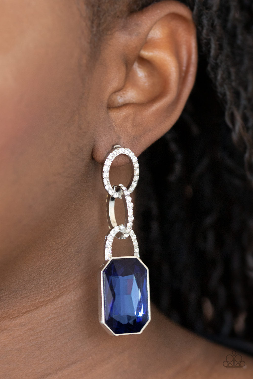 Superstar Status - Blue Rhinestone Post Earrings Paparazzi Accessories