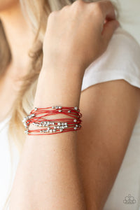 magnetic,patriotic,red,rhinestones,Star-Studded Affair - Red Bracelet