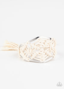 cuff,macrame,white,Macrame Mode - White Macrame Cuff Bracelet