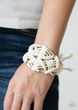 Load image into Gallery viewer, Macrame Mode - White Macrame Cuff Bracelet Paparazzi Accessories