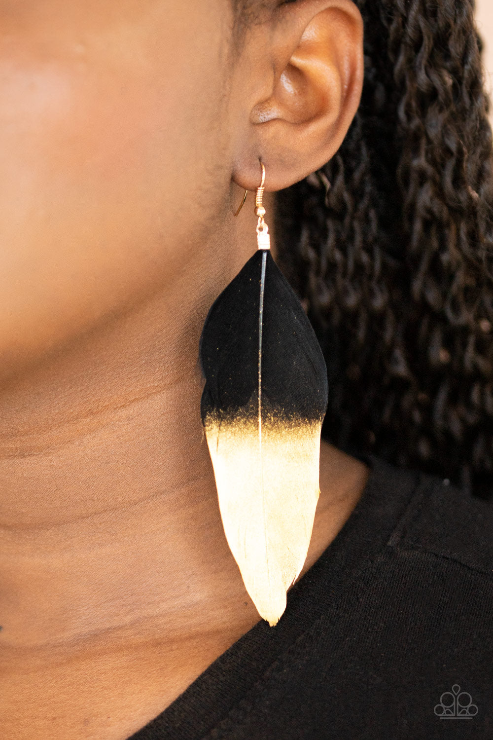 Fleek Feathers - Black Earrings Paparazzi Accessories