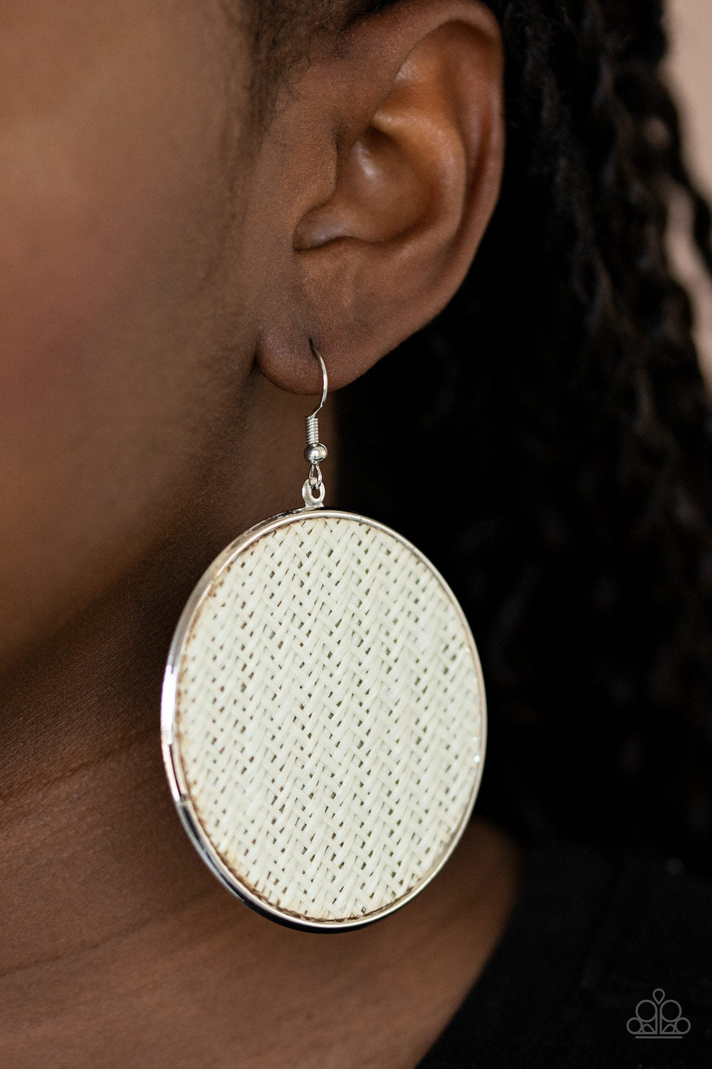 Wonderfully Woven - White Earrings Paparazzi Accessories