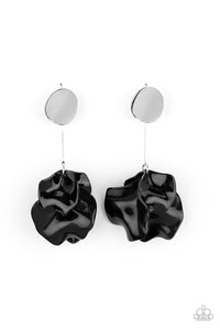black,floral,post,Petal Pathways - Black Post Earrings