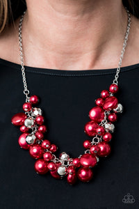 Pearls,red,short necklace,Battle Of The Bombshells Red Pearl Necklace