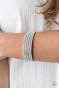 coil,rhinestones,silver,white,The GLOW-Digger - White Bracelet