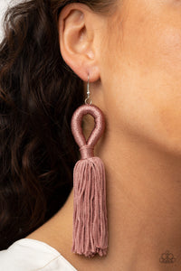fishhook,fringe,pink,Tassels and Tiaras - Pink Earrings