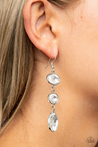 fishhook,rhinestones,silver,white,The GLOW Must Go On! - White Rhinestone Earrings
