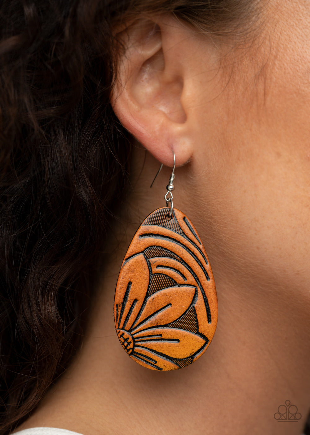 Garden Therapy - Brown Leather Earrings Paparazzi Accessories