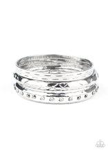 Load image into Gallery viewer, Revved Up Rhinestones - Silver Bangle Bracelets Paparazzi Accessories