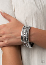 Load image into Gallery viewer, Revved Up Rhinestones - Silver Bangle Bracelets Paparazzi Accessories