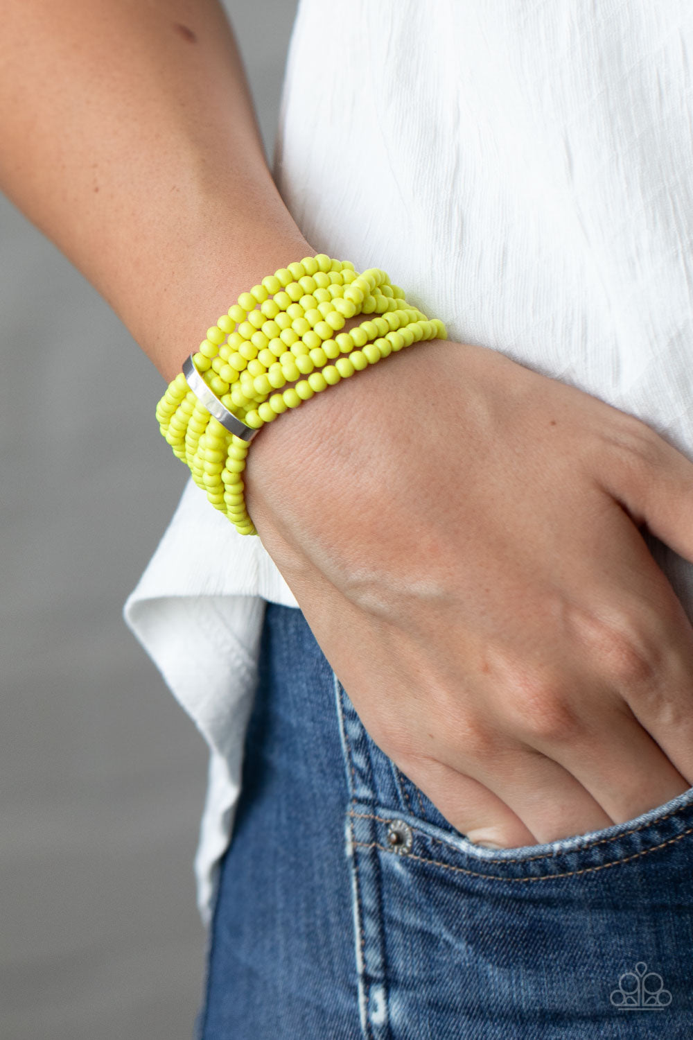 Thank Me LAYER - Yellow Stretchy Bracelet Paparazzi Accessories