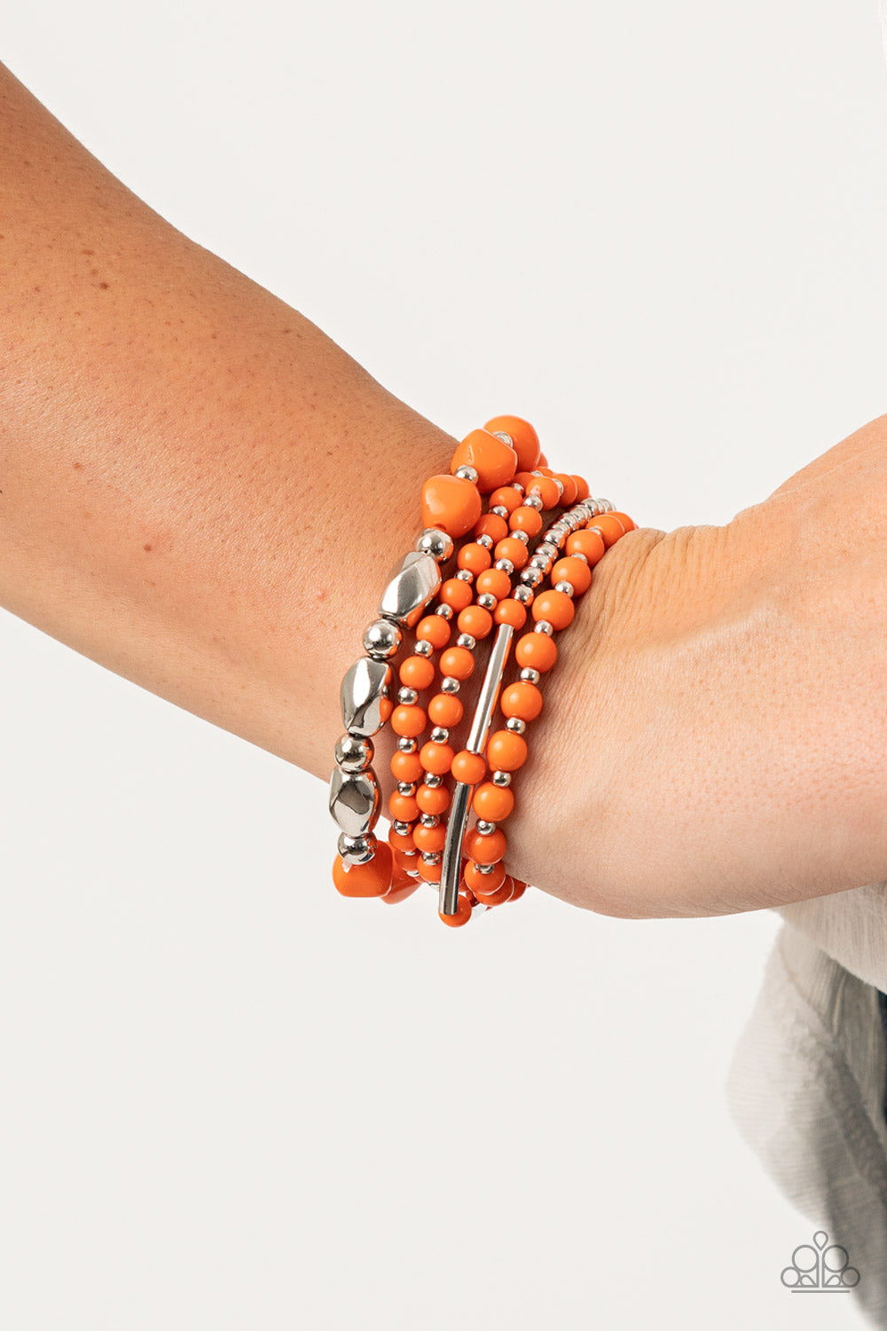 Vibrantly Vintage - Orange Stretchy Bracelet Paparazzi Accessories