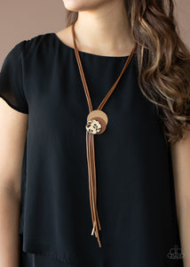 brown,cheetah,gold,leather,Im FELINE Good - Brown Necklace
