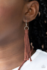 brown,long necklace,macrame,Macrame Mantra - Brown Necklace