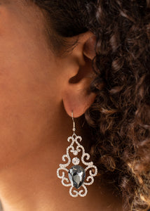 fishhook,rhinestones,silver,Happily Ever AFTERGLOW - Silver Rhinestone Earrings