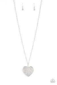 Hearts,long necklace,rhinestones,white,Have To Learn The HEART Way - White Rhinestone Heart Necklace